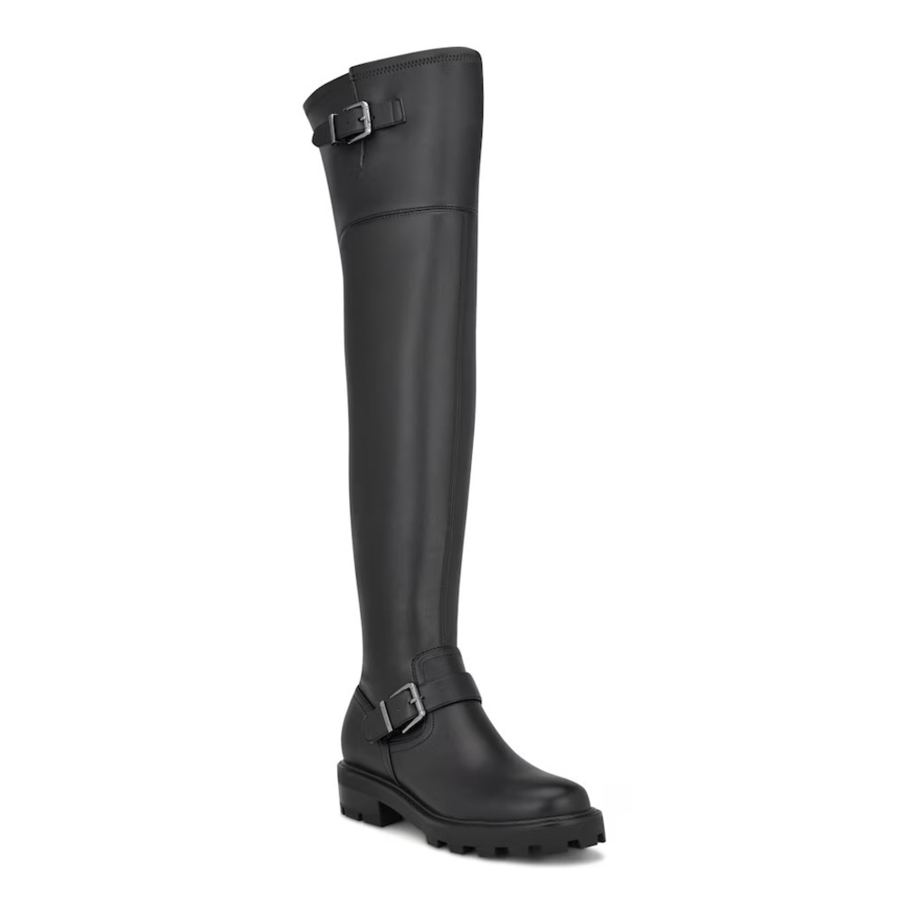 NWOT Nine West Nans Faux Leather Over-The-Knee OTK Pull-On Lug Sole Boot 7.5 - Picture 3 of 12